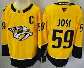 Mens Nashville Predators #59 Roman Josi Yellow Authentic Jersey